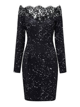 Women‘s Party Dress Wedding Guest Dress Lace Dress Bodycon Black Long Sleeve Pure Color Lace Fall Spring Off Shoulder Party Winter Dress Evening Party  S M L XL XXL